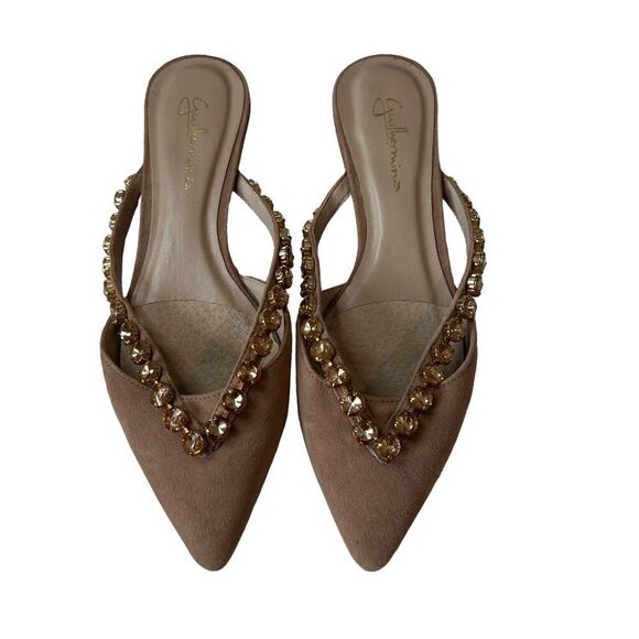 Anthropologie Guilhermina Femme Flats Women's Size 5 Sparkly Studs Slip Ons - Picture 1 of 15